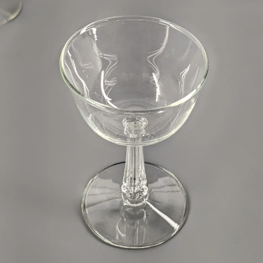 Vintage Clear Glass Fluted Stem Cocktail Coupe Champagne Glasses Set of 4